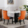 Nikki - Modern, High-End Tufted Solid Wood Contemporary And Velvet Upholstered Dining Chair With Wood Legs Nailhead Trim (Set of 2) - Black / Orange - Image 15