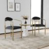 Dining Chairs (Set of 2), Mid-Century Modern Dining Chairs, Kitchen Dining Room Chairs, Round Boucle Backrest Sherpa Dining Chair With Metal Legs - Black / Gold - Image 8