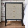 Faux Leather Nightstand, 3 Drawer - Black - Image 11