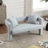 Modern Loveseat Sofa, Comfy Upholstered 2 Seater Sofa - Mint Green - Image 10
