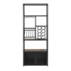 82.7" Industrial Standing Wine Rack With Glass Rack Tall Freestanding Floor Bar Cabinet - Walnut / Black - Image 17
