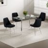 Modern Velvet Dining Chair With Chrome Metal Legs For Home And Office (Set of 4) - Black - Image 2