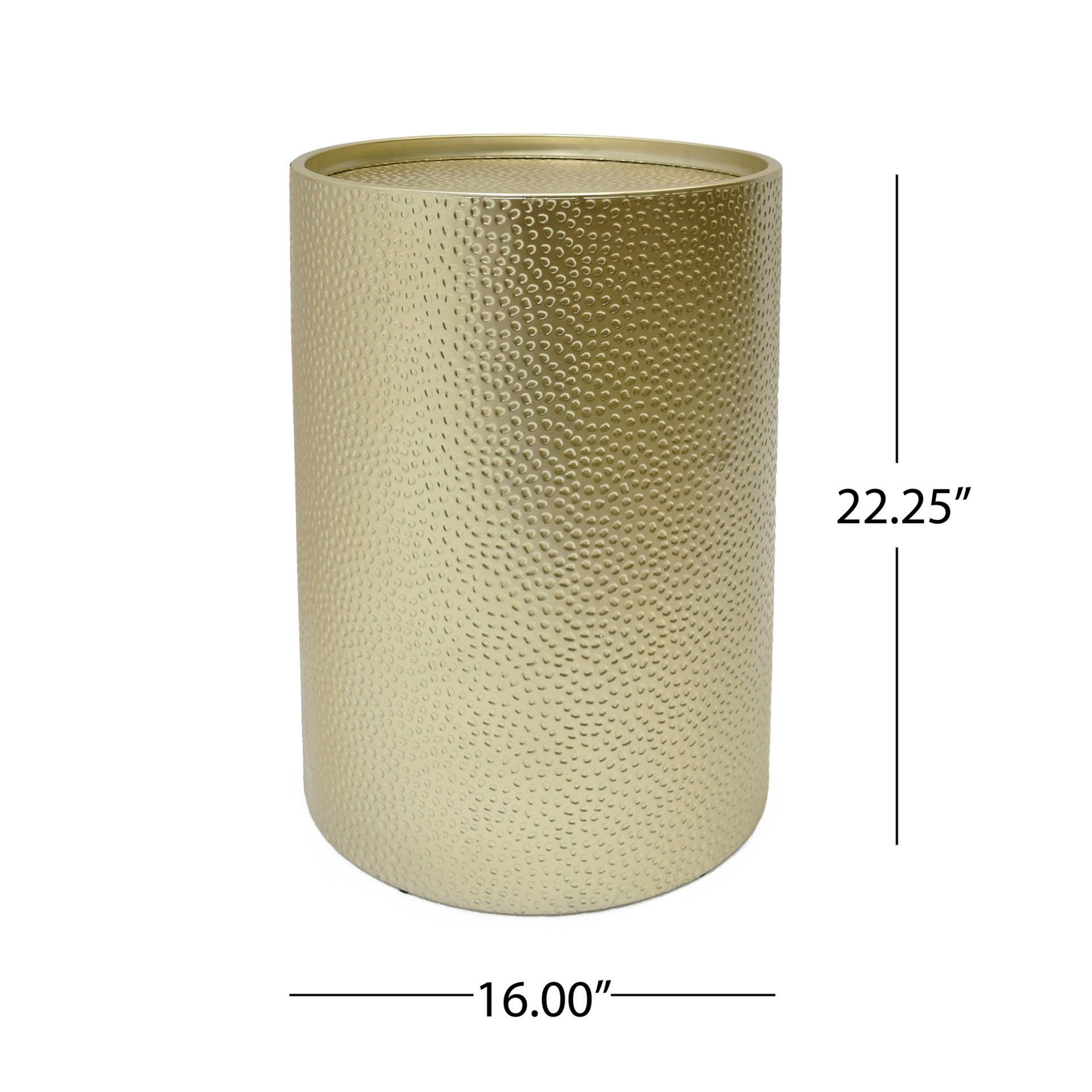 Side Table With Cylindrical Shape And Convenient Table Lip (Set of 2) - Gold - Image 3