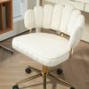 Modern Home Office Desk Chair With Wheels, Swivel, Height Adjustable - Beige - Image 12