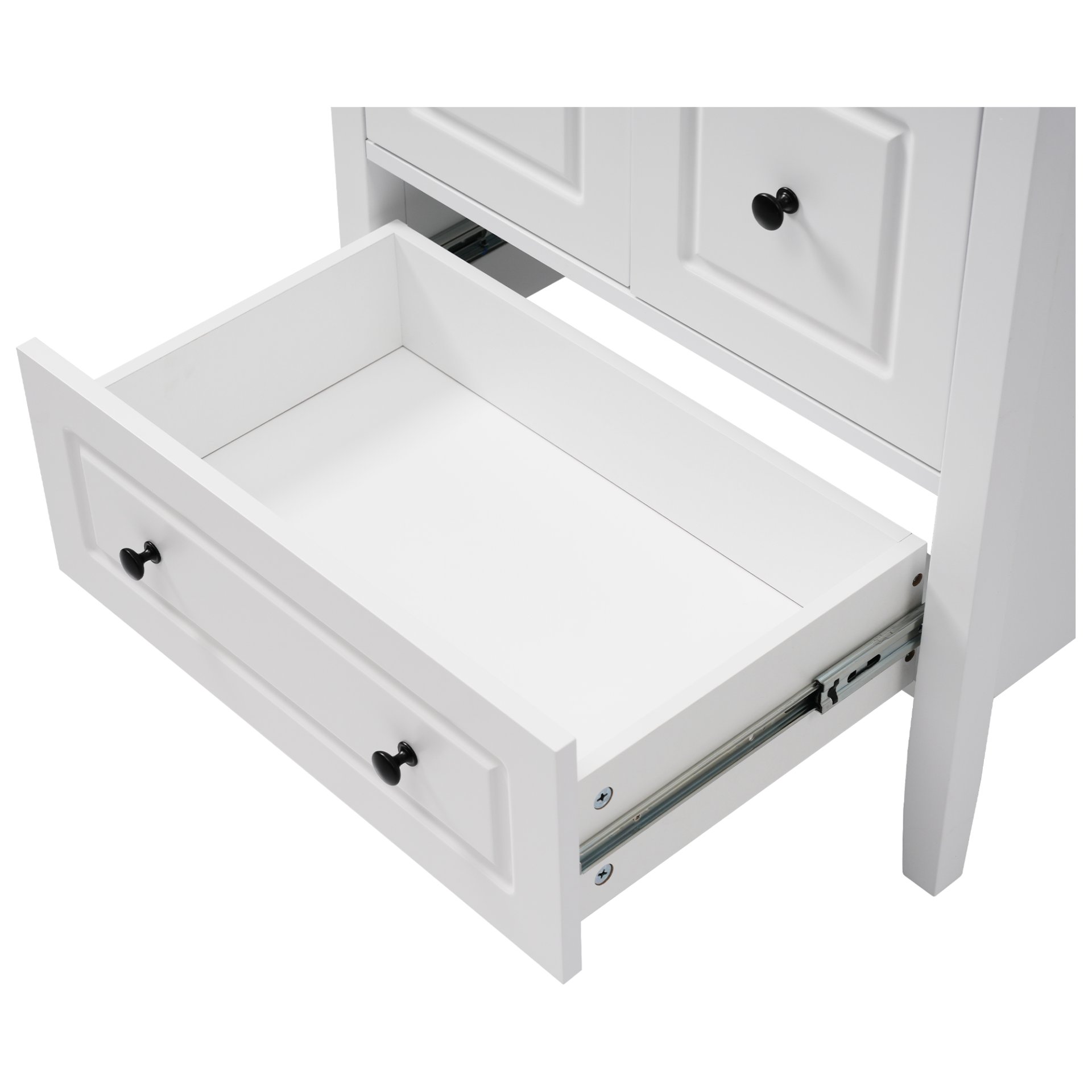 Retro Bathroom Vanity With Sink, Soft Closing Cabinet & Drawers - White - Image 22
