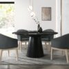 Jasper - 5 Piece Round Dining Table Set With Gray Chairs (Set of 5) - Ebony Black - Image 9