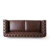 Comfy 3 Seat Sofa With Wooden Legs, Retro Style For Living Room And Study - Dark Brown - Image 7