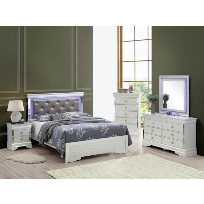 King Elegant Transitional Bed - Silver Champagne - Image 6