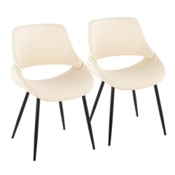 Fabrico - Mid-Century Modern Accent Dining Chair (Set of 2) - Cream / Black