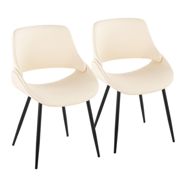 Fabrico - Mid-Century Modern Accent Dining Chair (Set of 2) - Cream / Black