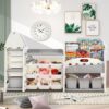 Kids Bookshelf Toy Storage Organizer With 17 Bins And 5 Bookshelves, Multi-Functional Nursery Organizer Kids Furniture Set Toy Storage Cabinet Unit With HDPE SheLF And Bins - Gray - Image 2