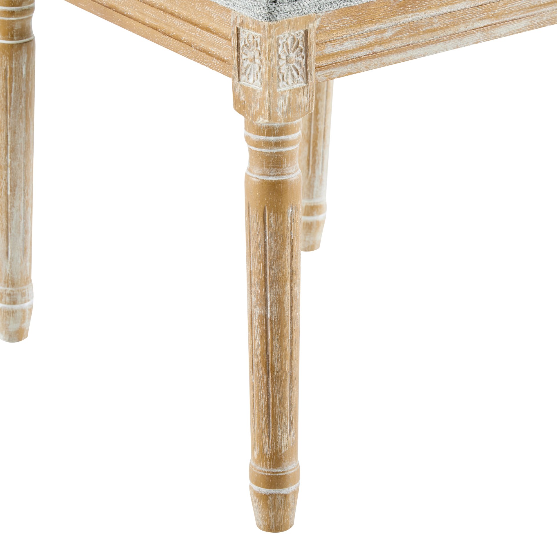 Vintage Inspired French Country Dining Chairs Set Elegant Cane Backrest & Upholstered Seats Rustic Weathered Solid Rubberwood Frame - Grayish Green - Image 13