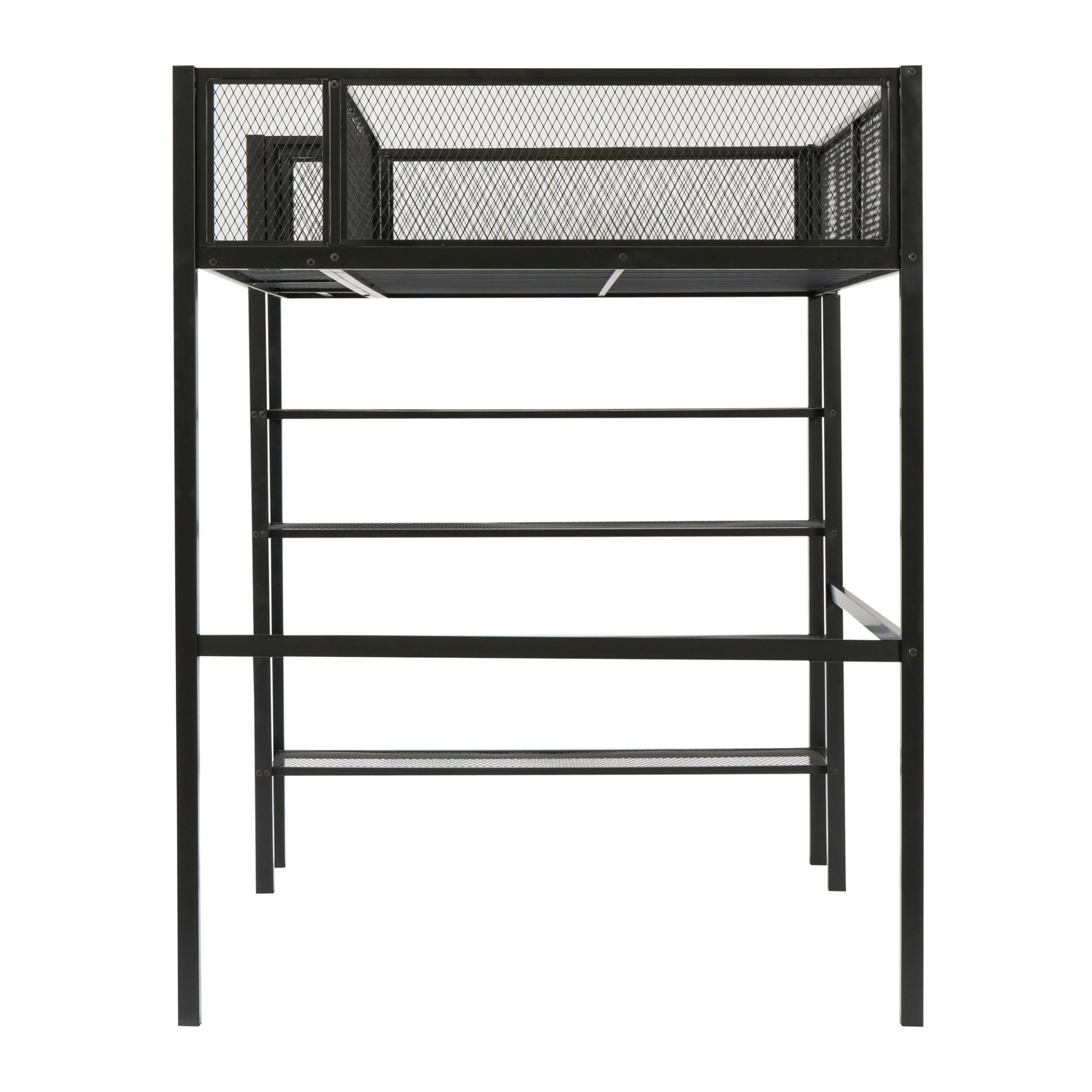 Twin Size Loft Bed With 4 Tier Shelves And Storage - Black - Image 7