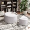 Upholstered Nesting Coffee Tables, Side Table, Footrest, Ottoman & Seat For Living Room Bedroom Entryway Office (Set of 2) - Beige - Image 6