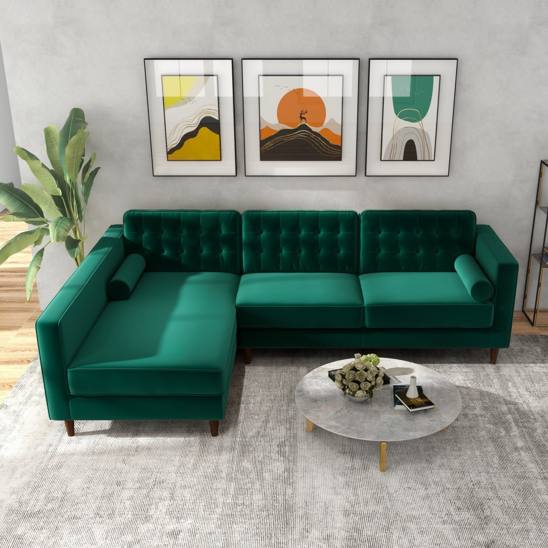 Christian - Sectional Sofa Left Facing - Green - Image 10