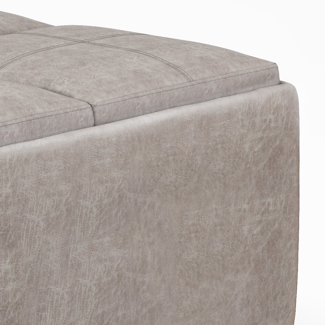 Avalon - Square Coffee Table Storage Ottoman - Distressed Gray Taupe - Image 4