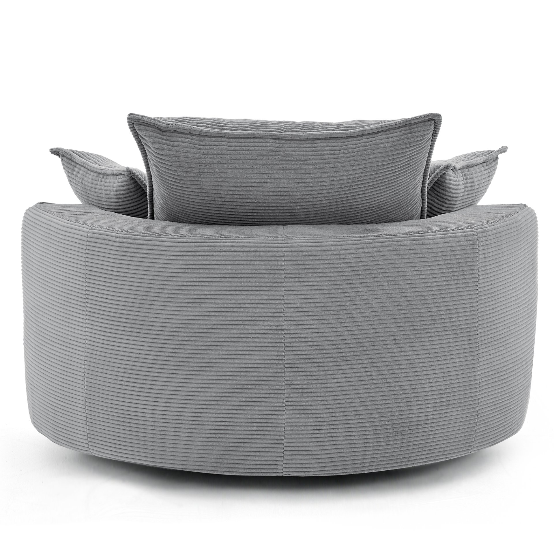 360° Swivel Sofa Chair Accent Barrel Chair With Dual Layer Cushion And 3 Removable Pillows, Corduroy - Gray - Image 14
