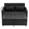 Contemporary Loveseat Sofa Bed Sleeper With Reversible Backrest Side Pockets USB Ports Phone Holder Chenille - Black - Image 13