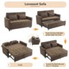 Loveseat Sofa Pull Out Sofa Bed Sleeper Sofa With A Reversible Backrest Cushion, Side Pockets, 2 USB Ports And A Phone Holder For Living Room - Brown - Image 5