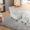 Recliner Soft Cozy Sofa Chair With Ottoman - Cream White - Image 17