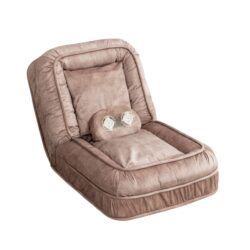 Upholstered Human Dog Bed And Pets - Bean Bag Floor Sofa With Massage Pillow, 5 Adjustable Positions & 2 Soft Pillows, Velvet With Foam And Iron Plastic Frame - Brown