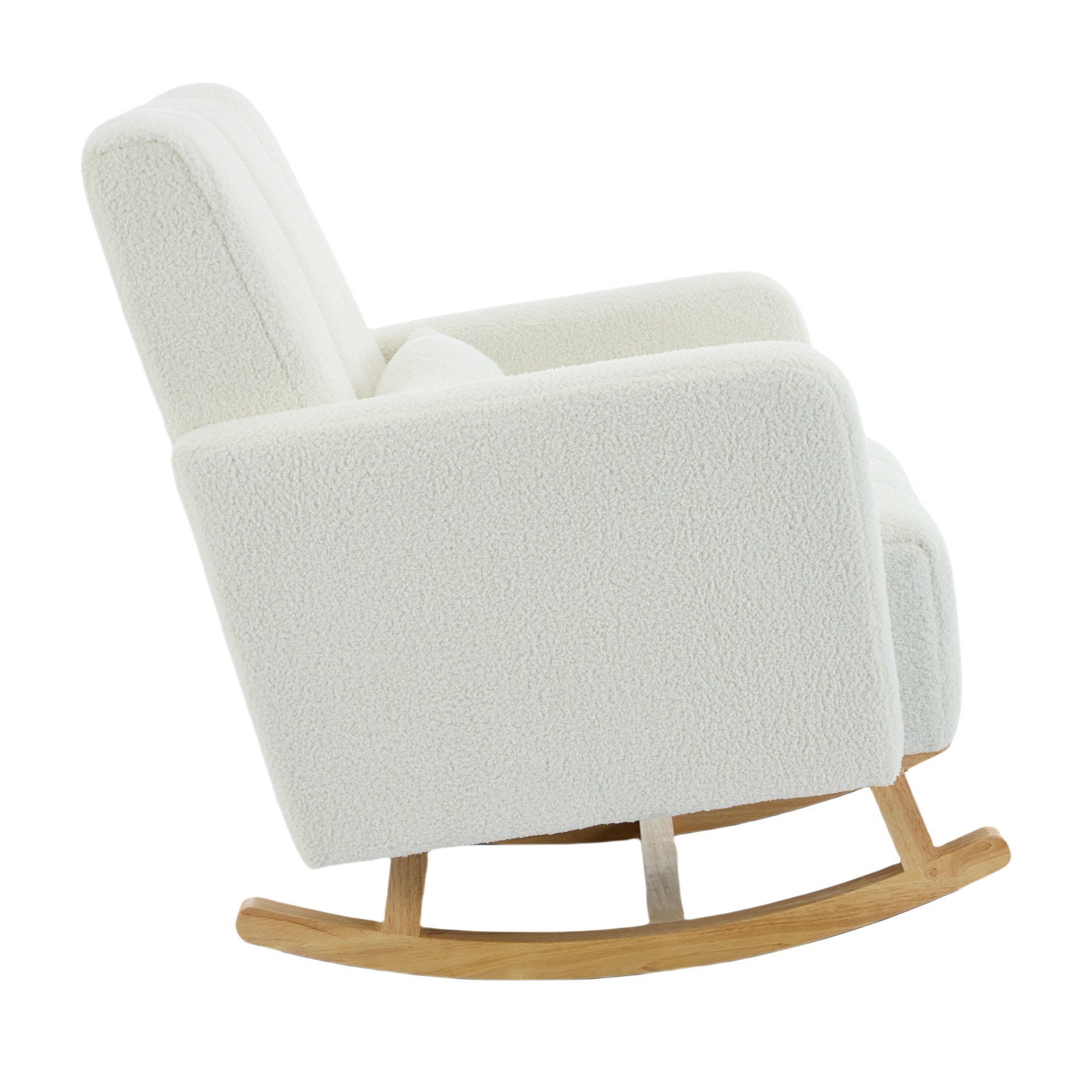Accent Rocking Chair With Pillow, Spacious & Comfortable Seating For Living Room Or Bedroom - Cream White - Image 14