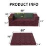 Convertible Couch Bed With 2 Pillows, 3 Seat Folding Floor Couch & King Size Bed Mattress, Diy Combination - Burgundy - Image 3