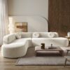 Extra Large Sectional Sofa Soft Fabric Upholstery, Elegant Curved Design With 3 Round Cushions, High - Resilience Foam For Ultimate Comfort - Beige - Image 2
