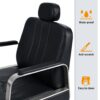 Premium Reclining Barber Chair Salon Chair For Hair Stylist With Heavy Duty Hydraulic Pump, 360° Rotation, Tattoo Chair Shampoo Beauty Salon Equipment, Max Load Weight 400 Lbs - Black - Image 8