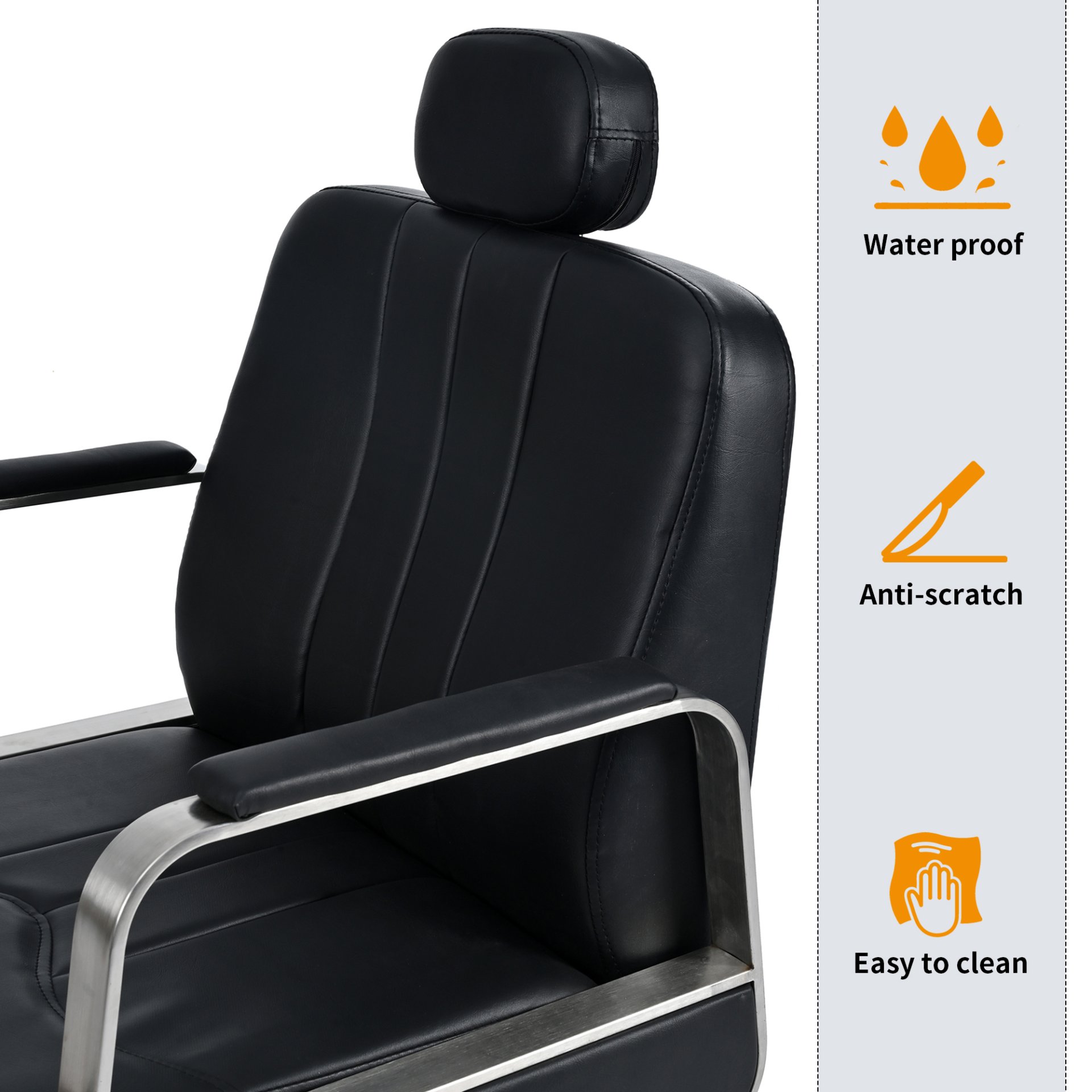 Premium Reclining Barber Chair Salon Chair For Hair Stylist With Heavy Duty Hydraulic Pump, 360° Rotation, Tattoo Chair Shampoo Beauty Salon Equipment, Max Load Weight 400 Lbs - Black - Image 8