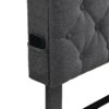 Modern Queen Size Upholstered Platform Bed Frame With Button Tufted Linen Headboard And USB Ports - Dark Gray - Image 10