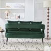 Open Back Loveseat Settee With 3 Pillows - Green - Image 7