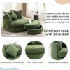 360° Swivel Accent Barrel Chair With Storage Ottoman & 4 Pillows, Modern Chenille Leisure Chair Round Accent For Living Room - Green - Image 4