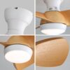 23" Mini Led Ceiling Fan With 3 Color Dimmable 3 ABS Blades Remote Control Dc Motor For Bedroom - White - Image 6