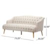 Comfy 3 Seat Sofa With Wooden Legs, For Living Room And Study - Beige - Image 3