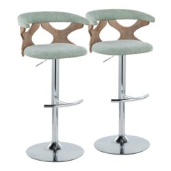 Gardenia - Contemporary Adjustable Barstool With Swivel With Rounded T Footrest (Set of 2) - Green