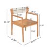 Creative Braided Acacia Wood Outdoor Dining Table And Chairs With Armrests (Set of 2) - Teak / White - Image 3