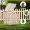 2 Tier Foldable Cold Frame Greenhouse, Portable Wooden Greenhouse Garden Cold Frame Raised Planter Box With Shelves - Natural Wood - Image 4