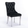 Nikki - Modern, High-End Tufted Solid Wood Contemporary Velvet Upholstered Dining Chair With Chrome Stainless Steel Plating Legs, Nailhead Trim (Set of 2) - Black / Chrome - Image 4