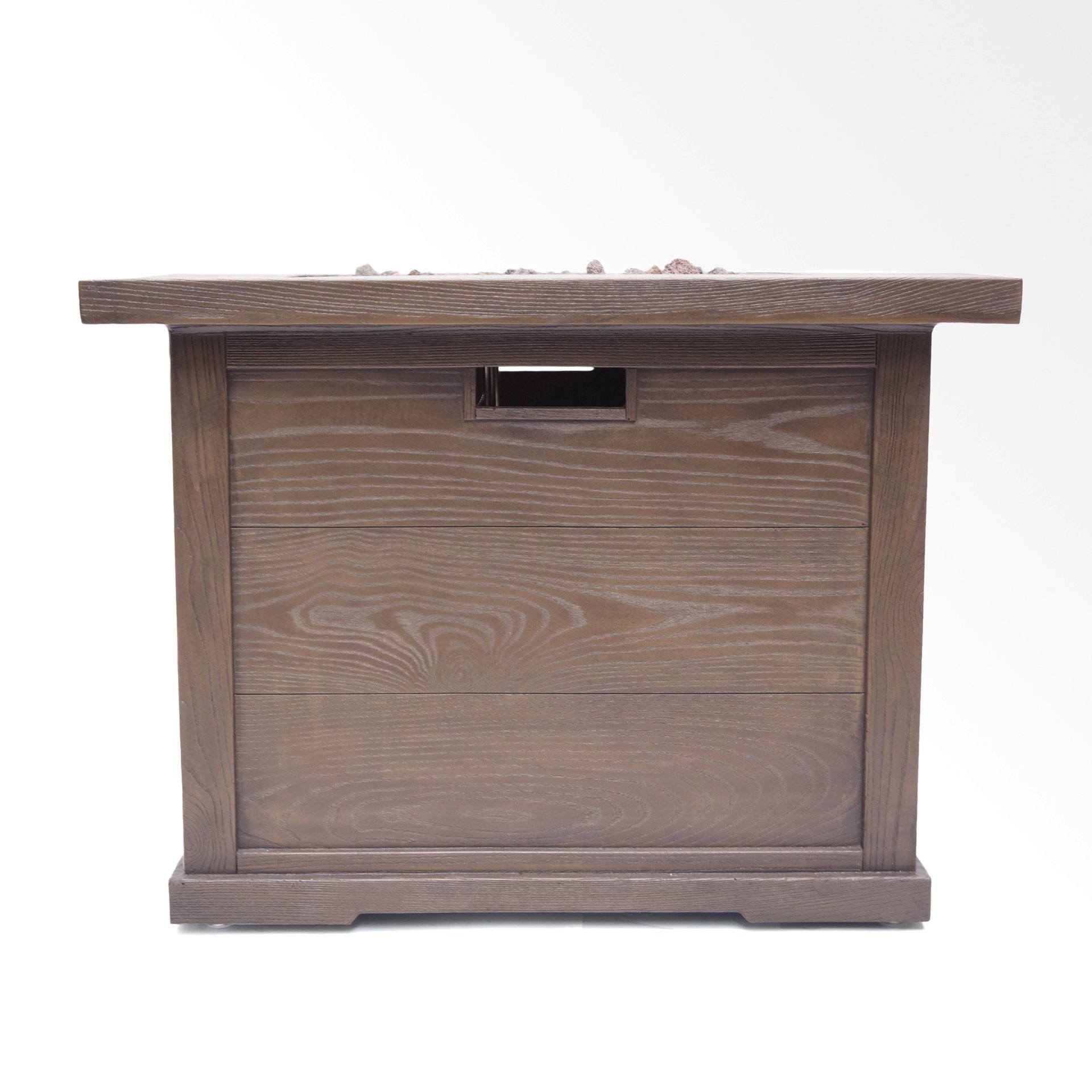 Outdoor Patio Square Gas Burning Fire Pit, Tank Inside, 40000 Btu - Brown Wood Pattern - Image 11