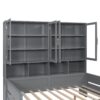Full Size Daybed With Glass Door Storage Cabinets, Built In LED Lighting And Shelves - Gray - Image 10