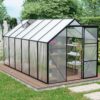 Polycarbonate Greenhouse Raised Base And Anchor Aluminum Heavy Duty Walk-In Greenhouses For Outdoor Backyard In All Season - Black - Image 2