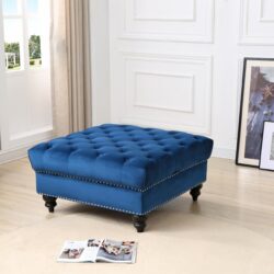 Charming Traditional Ottoman - Navy Blue