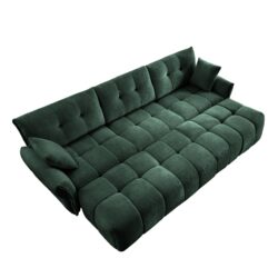 Elegant Textured 3 Seater Sofa Set With 3 Ottomans And Pillows Frame - Green