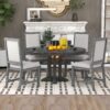 Farmhouse 5 Piece Dining Set With Extendable Round Table And Upholstered Chairs - Black - Image 2