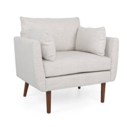 Luminate - Upholstered Fabric Club Chair With Tapered Legs And 2 Accent Pillows - Beige