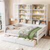 Full Size Daybed With Glass Door Storage Cabinets, Built In LED Lighting And Shelves - White - Image 19