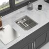 Undermount Bar Sink With Folding Faucet Single Bowl - Brushed Nickel - Image 2