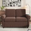 Pull Out Sofa Bed Loveseat Sleeper With Twin Size Memory Mattress With Two USB Ports For Living Room Spaces - Brown - Image 8