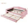 Full Size Upholstered Daybed With Storage Armrests, Trundle And Latest Integrated Bluetooth Audio System, Teddy Fleece - Pink - Image 14